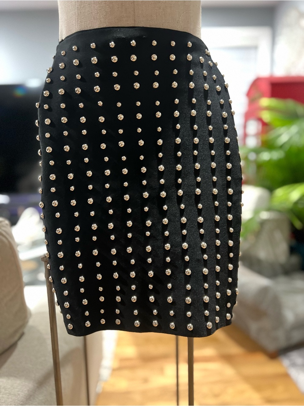 Forever 21 black studded mini skirt with silver studs
